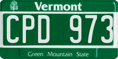 VT license plate CPD973