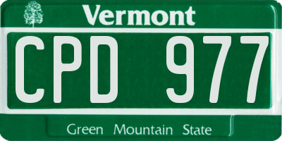 VT license plate CPD977