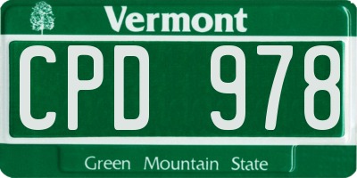 VT license plate CPD978