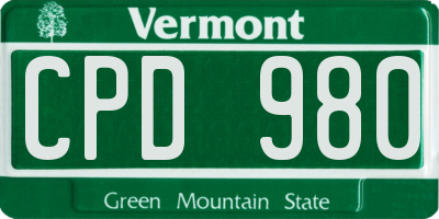 VT license plate CPD980