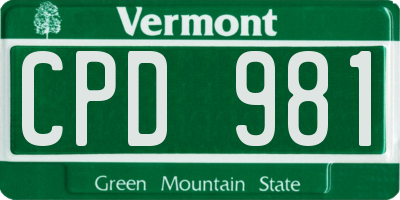VT license plate CPD981