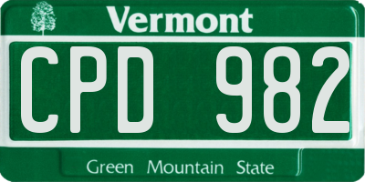 VT license plate CPD982