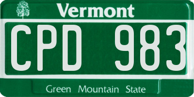 VT license plate CPD983