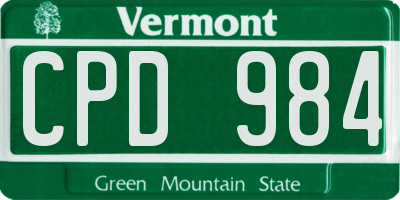VT license plate CPD984