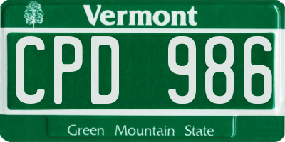 VT license plate CPD986