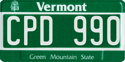 VT license plate CPD990