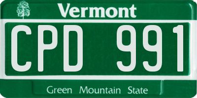 VT license plate CPD991