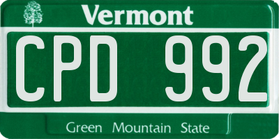 VT license plate CPD992