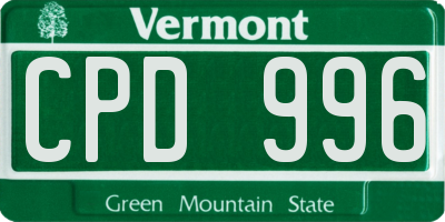 VT license plate CPD996
