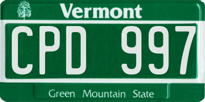 VT license plate CPD997