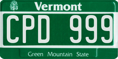 VT license plate CPD999