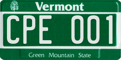 VT license plate CPE001