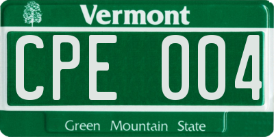VT license plate CPE004