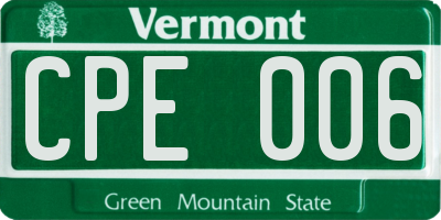 VT license plate CPE006
