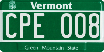 VT license plate CPE008