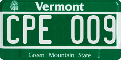 VT license plate CPE009