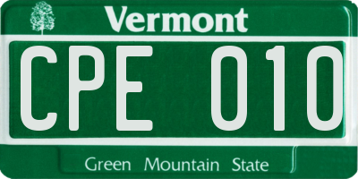 VT license plate CPE010