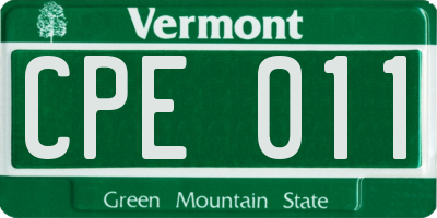 VT license plate CPE011