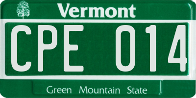 VT license plate CPE014