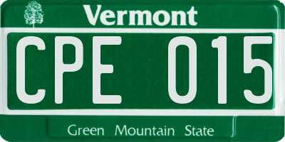 VT license plate CPE015