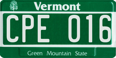 VT license plate CPE016