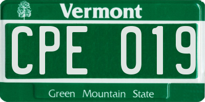 VT license plate CPE019