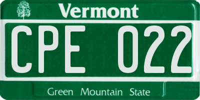 VT license plate CPE022