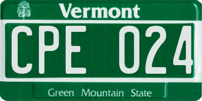 VT license plate CPE024
