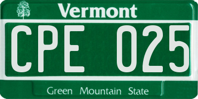 VT license plate CPE025