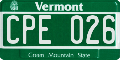 VT license plate CPE026