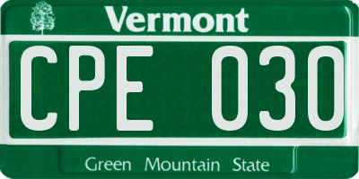 VT license plate CPE030