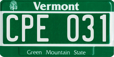 VT license plate CPE031