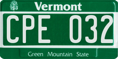 VT license plate CPE032