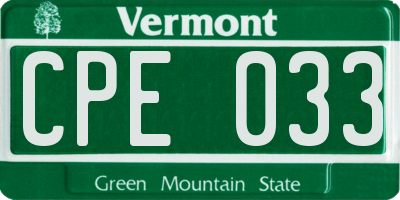 VT license plate CPE033