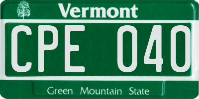 VT license plate CPE040