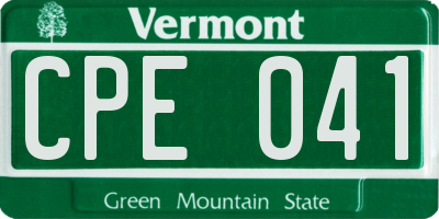 VT license plate CPE041