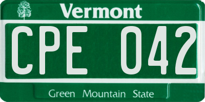 VT license plate CPE042