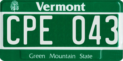 VT license plate CPE043