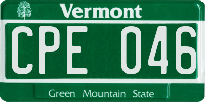 VT license plate CPE046
