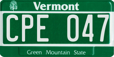 VT license plate CPE047