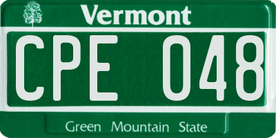 VT license plate CPE048