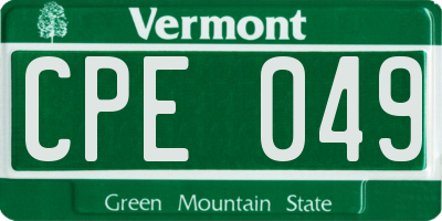 VT license plate CPE049