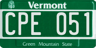 VT license plate CPE051