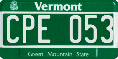 VT license plate CPE053