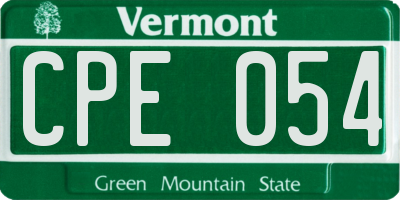VT license plate CPE054
