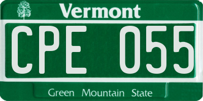 VT license plate CPE055