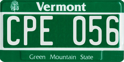 VT license plate CPE056
