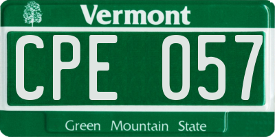 VT license plate CPE057