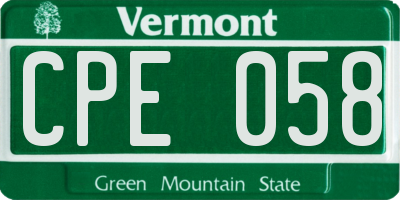 VT license plate CPE058