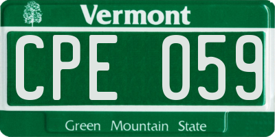 VT license plate CPE059